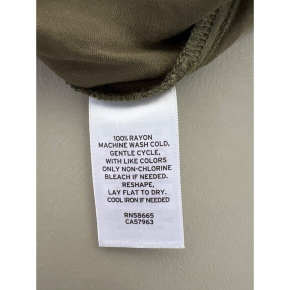 Abound Paperbag Waist Pants Size XL Olive Green High Waist Green Rayon Relaxed - Picture 8 of 10